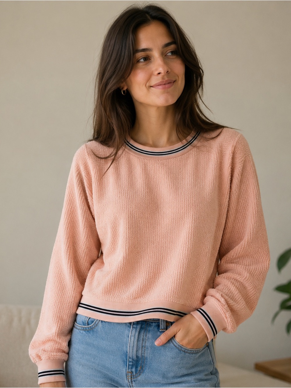 Roller Rabbit Emersyn Pullover Sweatshirt in Peach, Size Medium (M) Terry Soft
